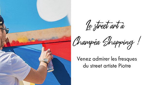 Fresques street artiste champéa shopping reims centre commercial boutique décoration tag Piotre